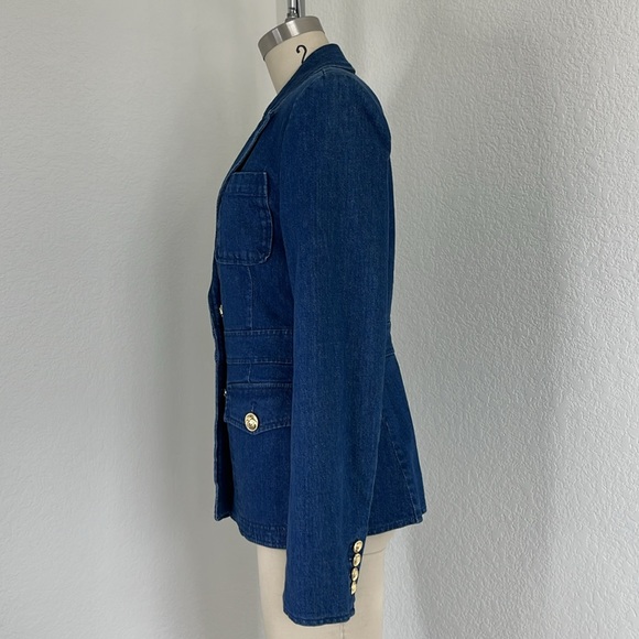 Derek Lam 10 Crosby Keith Denim Utility Jacket Jean Blazer Gold Buttons Pockets - Picture 5 of 12